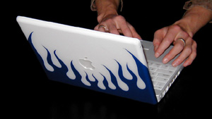 iBook G3 with flames, in use